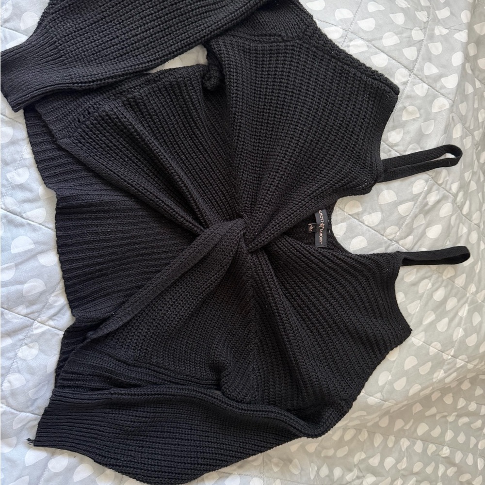 Almost Famous Black Knit Hoodie